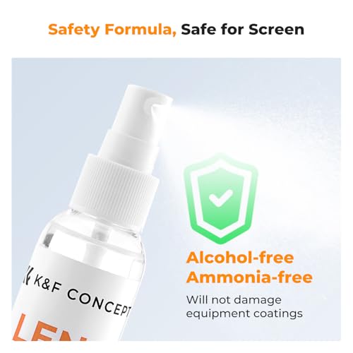 K&F CONCEPT Cleaner Spray Kit,with Microfiber Cloth X3,Glasses Cleaner X3 | 60ml Mild Cleaning Liquid,High Density Cloths,Individually Packaged,Washable & Reusable,For Eyeglasses,Screen,and Camera,MK01