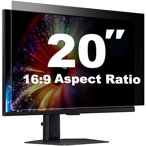 20 Inch Computer Privacy Screen for 16:9 Aspect Ratio Widescreen Monitor, Eye Protection Anti Glare Blue Light Filter Shield, Removable Anti-Scratch Anti Spy Protector, 1 Pack - color: 20 Inch (Diagonal) - 16:9 Aspect Ratio, style: 1 PACK