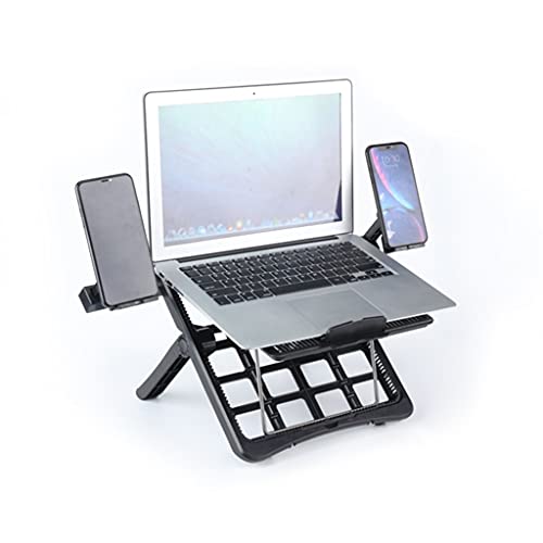 Laptop Stand Aluminum Cooling Bracket with Built-in Foldable Phone Holders Multi-Angle Adjustable Notebook