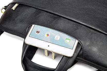 Kinmac 360° Protective Waterproof PU Leather Laptop Shoulder Messenger Sleeve Briefcase case Bag (13 inch-14 inch, Black PU) - color: Black Pu, size: 13 inch-14 inch