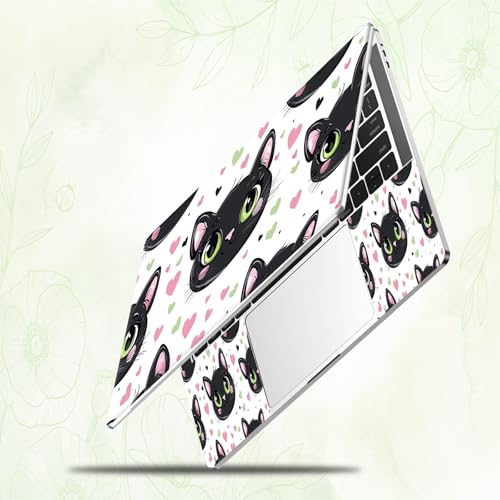 Laptop Skin Sticker Decal, Universal Reusable Vinyl Laptop Cover for 12" 13" 13.3" 14" 15" 15.4" 15.6" Notebook PC, Waterproof Scratch-Resistant with 2 Wrist Pads, Easy to Apply & Remove,Cute Cat - color: Cute Cat