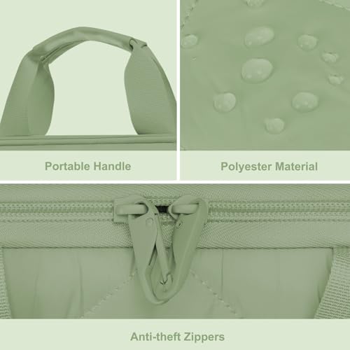 MOSISO 360 Protective Laptop Shoulder Bag, Double Layer Fluffy Padded Laptop Bag with Anti-theft Zipper - color: Antique Green, size: 13.3 inch