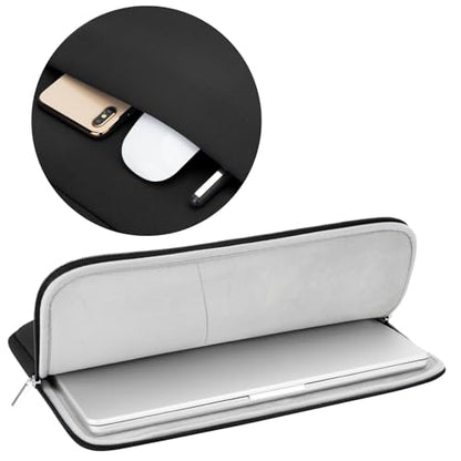RAINYEAR 14 Inch Laptop Sleeve Case with Pocket & Accessories Pouch, Black | Protective Soft Fluffy Lining Carrying Bag Compatible with 14 inch Notebook Computer Chromebook - color: Black(Upgraded Version), size: 14"