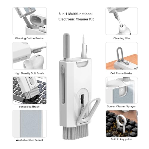 Tyenaza 8 in 1 Electronic Cleaner Kit, Multi Functional Laptop Screen Keyboard Earbuds Cleaner Kit Computer Cleaning Tool Kit