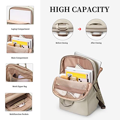 GOLF SUPAGS Travel Laptop Backpack for Women Anti Theft Slim Durable College Bookbag Business Computer Bag Fit 15.6Inch Notebook (Apricot, 15.6Inch) - color: Apricot, size: 15.6 Inch