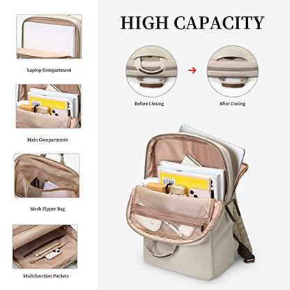 GOLF SUPAGS Travel Laptop Backpack for Women Anti Theft Slim Durable College Bookbag Business Computer Bag Fit 15.6Inch Notebook (Apricot, 15.6Inch) - color: Apricot, size: 15.6 Inch