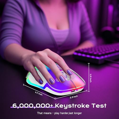 memzuoix 2.4G LED Wireless Mouse, Rechargeable Ergonomic Mouse with Detachable Cover, 1400 DPI Portable Optical Computer Mouse with USB Receiver for Laptop, PC, Desktop and MacBook, 5 Buttons-Purple - color: Purple