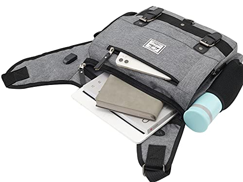 d'yallee Crossbody Messenger Bag Men Waterproof Shoulder Business Work Bag Nylon - color: Shoulder Bag - Gray