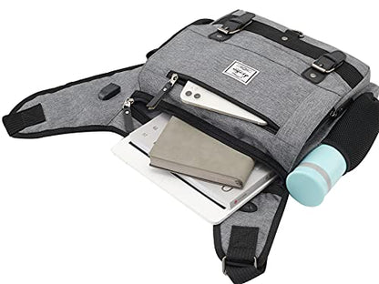 d'yallee Crossbody Messenger Bag Men Waterproof Shoulder Business Work Bag Nylon - color: Shoulder Bag - Gray