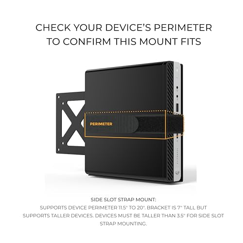 HumanCentric Universal Small Device VESA Mount for VESA Arms, Adjustable Strap Mount for Small Computers and Other Electronic Devices, Mounts On The Back of a Computer Monitor Using VESA Arm