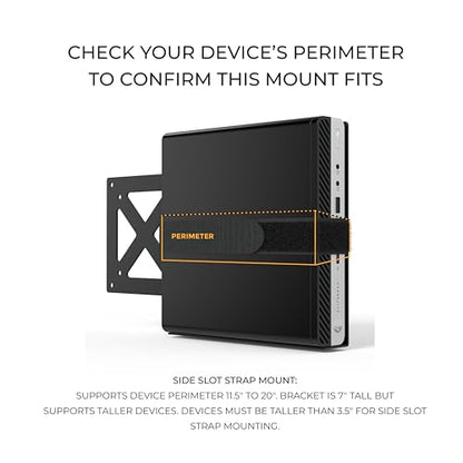 HumanCentric Universal Small Device VESA Mount for VESA Arms, Adjustable Strap Mount for Small Computers and Other Electronic Devices, Mounts On The Back of a Computer Monitor Using VESA Arm