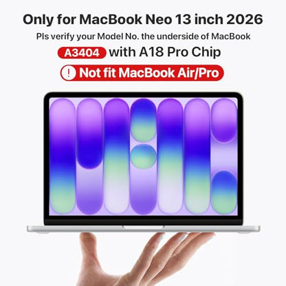 Soonjet for MacBook Neo Case 13 inch 2026 A3404 Clear Mac Laptop Cover | Matte Clear Finish, Color Match, Ultra Thin & Light, Anti Crack & Fingerprint, Scratch Resistant, Protective Hard Shell - color: Matte Clear