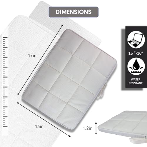 Sonix | Puffy Laptop Sleeve | 15-16 Inch, Quilted Pillow Puffer Laptop Carrying Case, Computer Sleeve | Ivory - color: Ivory