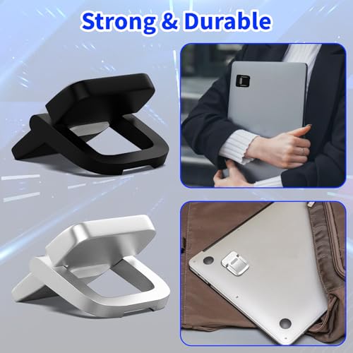 4-Piece Portable Keyboard Riser Set-2 Black & 2 Silver Adjustable Laptop Keyboard Stand with 2 Angle Settings and Self-Adhesive Foldable Feet, Mini Foldable Laptop Stand Riser Lift for Most Keyboards