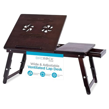 Bamboo Ventilation Lap Tray with Adjustable Legs (Walnut)