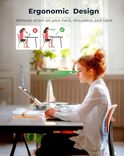 Aoviho 360° Rotating Laptop Stand for Desk | Adjustable, Foldable, Portable Aluminum Ergonomic Riser | Compatible with MacBook, Dell, HP & All Laptops 10-16 inch | Gold - color: Gold