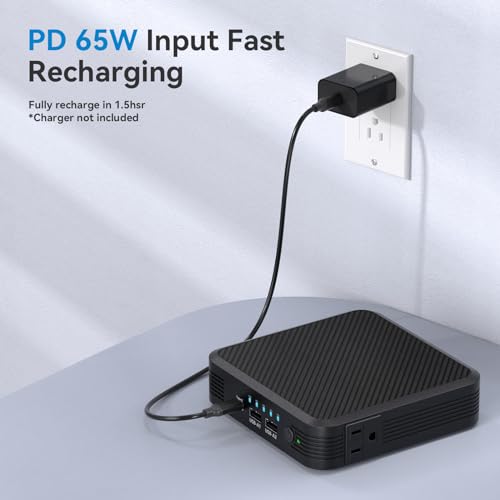 Portable Laptop Power Bank 100W AC Outlet, 72Wh/20000mAh with 65W PD USB C Portable Laptop Charger, External Battery Pack for MacBook, Notebooks, Laptops
