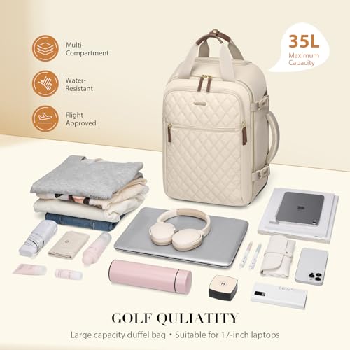 Rolling Backpack for Women,Travel Laptop Backpack with Wheels Roller Wheeled Backpack Underseat Carry On Luggage for Travel Business Trip,Fit 17Inch,Apricot - color: Apricot