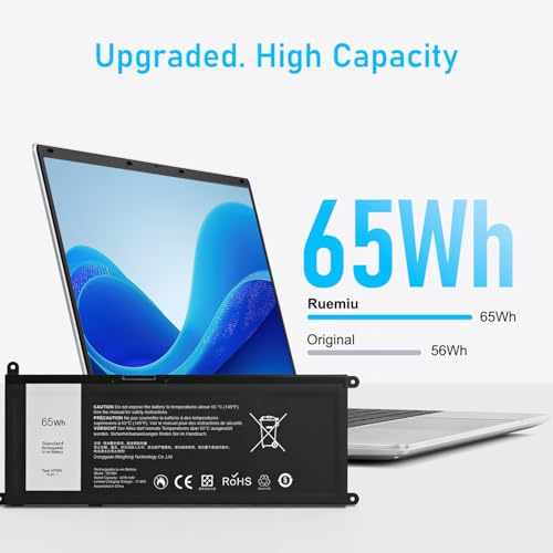 Upgraded 65Wh 33YDH Laptop Battery Replacement for Dell Inspiron 17 7773 7786 7779 7788 2-in-1 15 7577 G5 5587 G3 3579 G7 7588 Latitude 3580 3590 3490 3380 and More - size: 9.5*4.12*0.38inch 33YDH