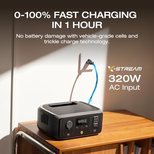 EF ECOFLOW Solar Generator RIVER 3 & 45W Solar Panel,245Wh 300W | LFP Battery, 300W Up to 600W AC Output, <20 MS UPS, 1Hr Fast Charging Power Station for Outdoor/RVs - style: RIVER 3+45W Solar Panel