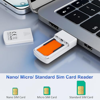 SIM Card Reader-Micro/Nano/Standard Sim Card Readers-USB to SIM Card Adapter Edit,Sim Card Adapter Kit with Eject Pin and Read Messages/Contacts,SIM Card Reader for Laptops Computer Windows