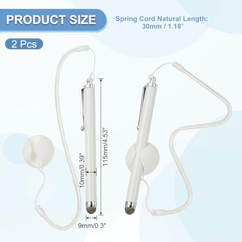 PATIKIL 2 Pcs Screen Capacitive Pen with Spring Rope Fixing Dock High Sensitivity for Mobile Phone Car Navigation GPS POS Tablet Laptop, White - color: White