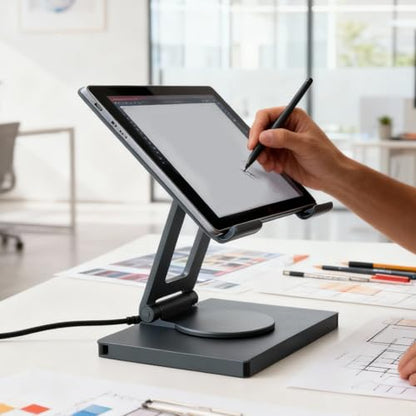 100W PD Charging USB C Laptop Docking Station, 7 in 1 Tablet Holder Hub, 4K 30Hz, 360 Swivel, Aluminum Alloy, for Laptop, Home Office