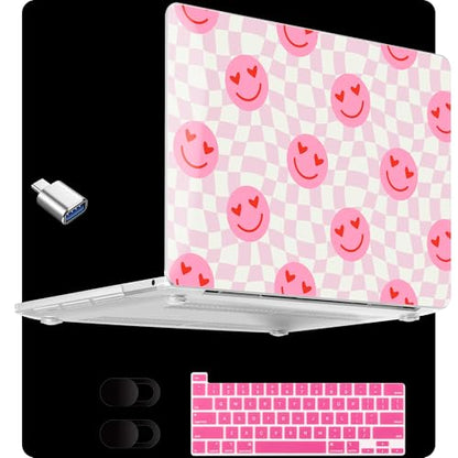 MEEgoodo for M2 MacBook Pro 13 inch Case 2022 2021 2020,Crystal Cover Fit Model A2338 M2/M1 A2251 A2289,Clear Case for 13.3-inch Laptop,Hard Shell for MacBook Pro M2, Checkered Pink Hearts - color: Checkered Pink Hearts