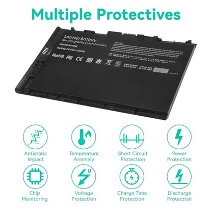 BT04XL 9470M Notebook Battery for HP EliteBook Folio 9470 9470M 9480m Ultrabook BT04 BA06 HSTNN-IB3Z HSTNN-I10C 687945-001 H4Q47AA 687517-241 HSTNN-DB3Z 687517-171 BA06XL H4Q48AA - 14.8V 52WH - size: 8.61*5.38*0.3inch 9470M
