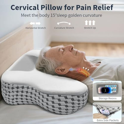 Multifunctional Memory Foam Pillows, Cervical Neck Pillow, Reading Pillow for Gaming Lap Desk Pillow for Laptop, Ergonomic Support Pillow for Sleeping, Gaming, Reading, Working