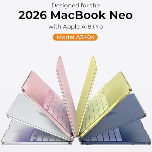 Matte Finish Case for MacBook Neo 13 inch 2026 Model A3404, Matte Clear | Exact Fit Scratches & Fingerprints Resistant, Ultra-Thin Matte Frosted Protective Hard Shell Mac Neo Case and Keyboard Cover - color: Matte Clear