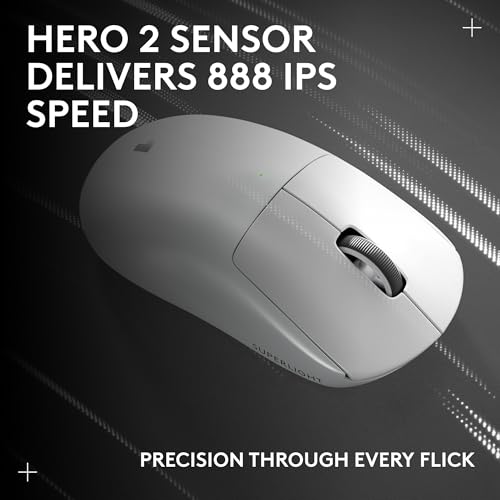 Logitech Pro X Superlight 2c Wireless Gaming Mouse 51g Compact - White | Compact mini size, symmetrical shape, <8 kHz polling, 44K DPI, PowerPlay charging, USB-C, 5 buttons, PC/Mac - color: White, size: Compact, style: Mouse