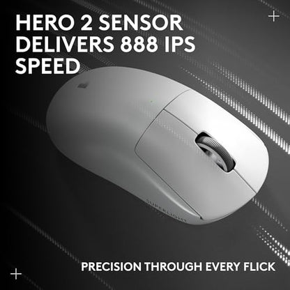 Logitech Pro X Superlight 2c Wireless Gaming Mouse 51g Compact - White | Compact mini size, symmetrical shape, <8 kHz polling, 44K DPI, PowerPlay charging, USB-C, 5 buttons, PC/Mac - color: White, size: Compact, style: Mouse