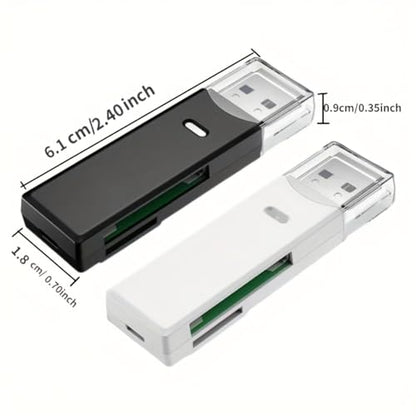 2-in-1 Mini USB 3.0 Card Reader, SD/Micro SD/TF Memory Card Adapter for PC & Laptop, High Speed Dual Slot Memory Card Adapter (Black)