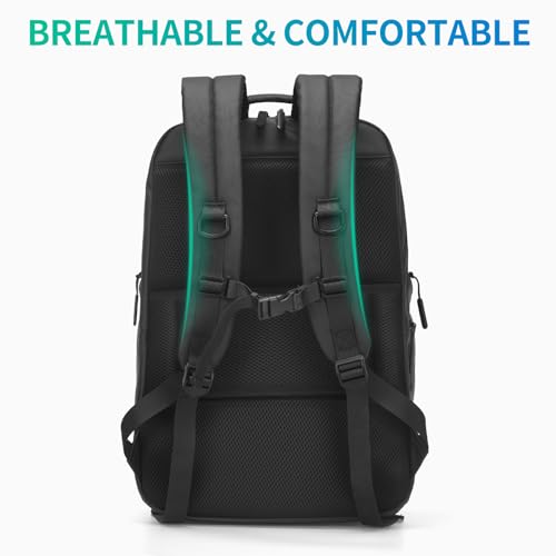 Expandable Business Backpack with 17" Laptop Compartment - Waterproof, Airline Approved, 33L-42L Capacity, for Work & Travel, Black - color: Black