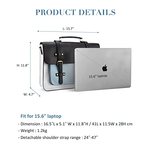 ECOSUSI Laptop Bag for Women Vegan Leather Messenger Bag Fashion Briefcase Computer Satchel Bag - color: Blue