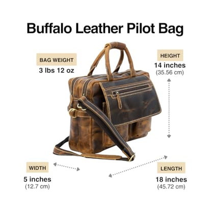 Buffalo Leather Pilot Bag - color: Antique Brown