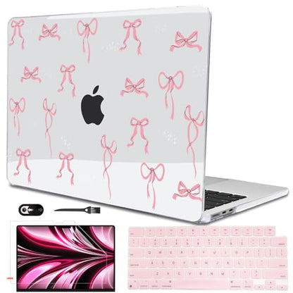 for 2026 MacBook Air 13 Inch Case M5 A3449 M4 A3240 A3113 M3 A2681 M2 2026 2025 2024 2023 2022 Release, Pattern Plastic Hard Shell Case Cover for MacBook Air 13.6inch M5, Pink Bowknot - color: Pink Bowknot