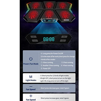 Gaming Laptop 12-17 Inch Cooling Screen Laptop Pad Laptop Cooler Stand with Six Fans (Color : E, Size : 426 * 280 * 37mm) (E 426 * 280 * 37mm) - color: E