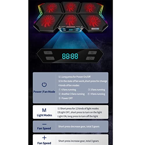 Gaming Laptop 12-17 Inch Cooling Screen Laptop Pad Laptop Cooler Stand with Six Fans(D) - color: D