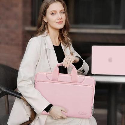MOSISO 360 Protective Laptop Bag 14 inch, 14 inch Computer Bag | Compatible with HP Lenovo Dell ASUS Acer, HP Stream,Dell Latitude,IdeaPad, Laptop Carrying Case with Strap&Handle, Pink - color: Pink, size: 14 inch