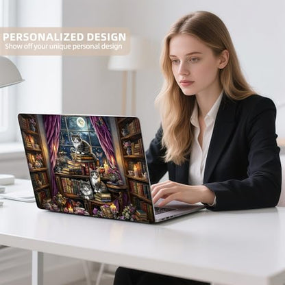 Universal Laptop Skin Sticker for 12/13/14/15.6 Inch Laptops, Reusable Vinyl Laptop Decal Cover, Waterproof Scratch Resistant Notebook Skin with 2 Wrist Pads,Cats Realistic Illustration - color: Cats Realistic Illustration