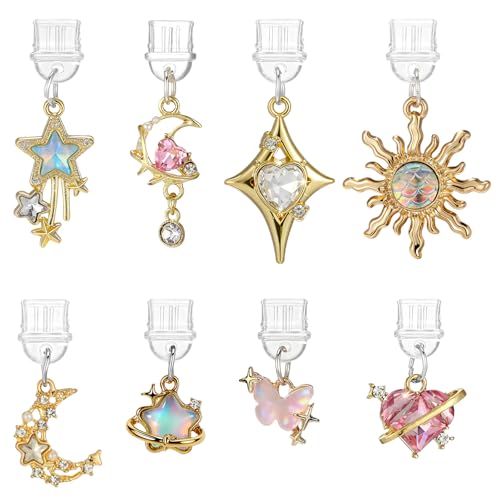 Ptwola 8Pcs Dust Plug Charms Star Sun Moon Butterfly Heart Design Type C Anti-Dust Cover Aesthetic Charging Ports Plug Protector Accessories Compatible with USB C Devices for Women Phone Reader Decor - style: classic