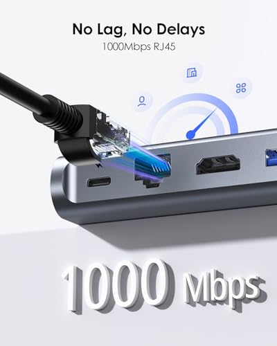 LENTION 11-in-1 USB C Docking Station with Detachable 3.3ft Long Cable, 4K@60Hz HDMI, 100W PD, Ethernet, USB 3.0, SD/TF, Vertical Design for MacBook Pro/Air/Neo, Dell, HP, Lenovo, Surface Laptop (D54) - color: Space Gray