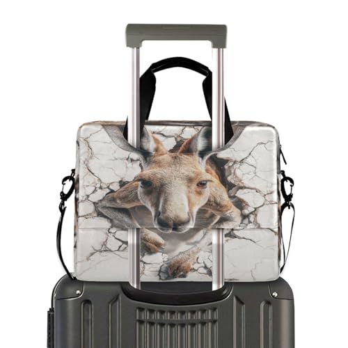 Laptop Zipper Case Portable Crossbody Messenger with Handle and Shoulder Strap 15.6 inch Computer Sleeve with Zipper 3d Kangaroo Marble Back