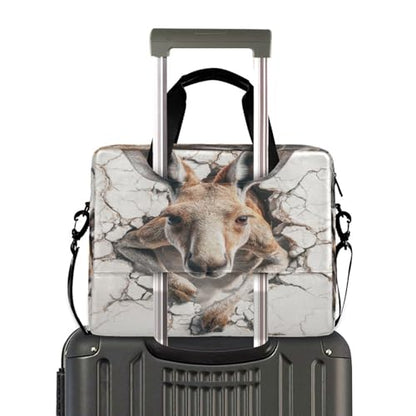 Laptop Zipper Case Portable Crossbody Messenger with Handle and Shoulder Strap 15.6 inch Computer Sleeve with Zipper 3d Kangaroo Marble Back
