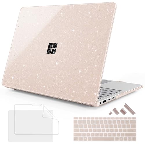 Mektron Glitter Case for 13.8" Microsoft Surface Laptop 8 2026 Fits Surface Laptop 13.8 Inch 7 2024 Cover (Model: 2036),Keyboard Cover +Screen Protector +Dust Plugs, Sparkly Sakura Pink - color: Sparkly Sakura Pink