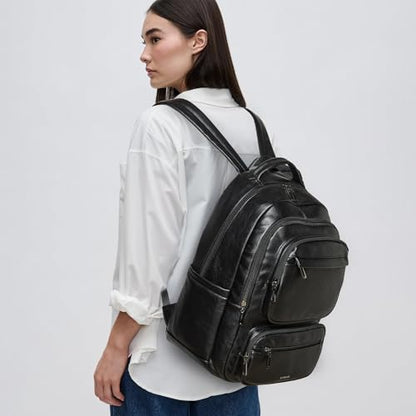 Backpack For Women Men Vegan Leather Backpack Purse Shoulder Bookbag 17 16 15.6 Inch Laptop Bag Handbags For Travel Work College Large Black - color: Black