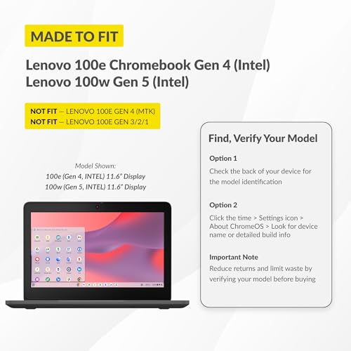 UZBL Air Hard Shell Case for Lenovo Chromebook 100e Gen 4 (Intel) / 100w Gen 5, Student-Proof K-12 Protective Clear Cover (1-Pack) - size: 1 Pack (INTEL)