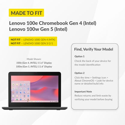 UZBL Air Hard Shell Case for Lenovo Chromebook 100e Gen 4 (Intel) / 100w Gen 5, Student-Proof K-12 Protective Clear Cover (1-Pack) - size: 1 Pack (INTEL)